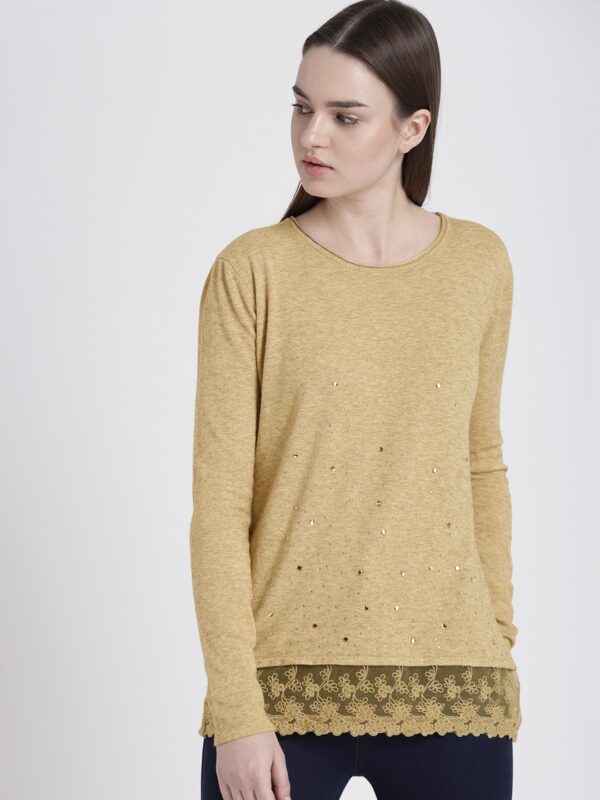 Chemistry Women Beige Embellished Sweater