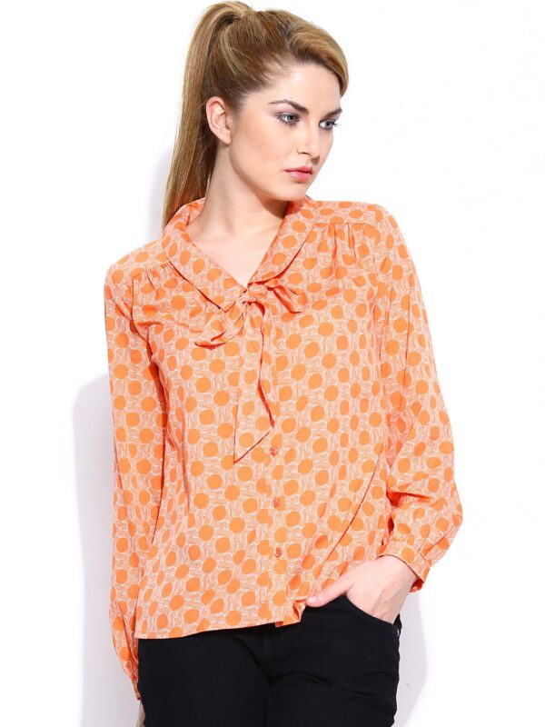 Wills Lifestyle Women Orange Printed Casual Shirt