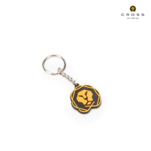 CROSS LION HEAD RUBBER KEY CHAIN BLACK/YELLOW