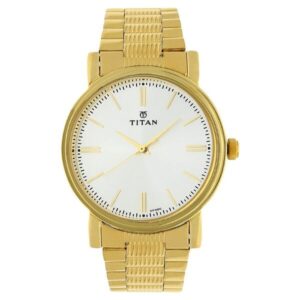 Titan Quartz Analog Gold Dial Stainless Steel Strap Watch for Men