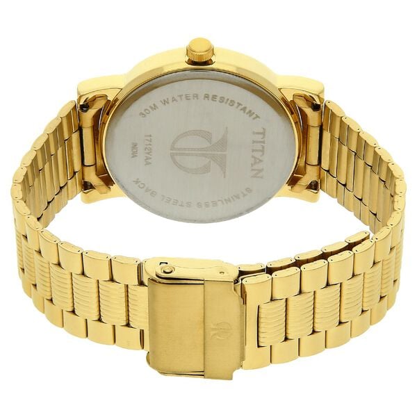 Titan Quartz Analog Gold Dial Stainless Steel Strap Watch for Men