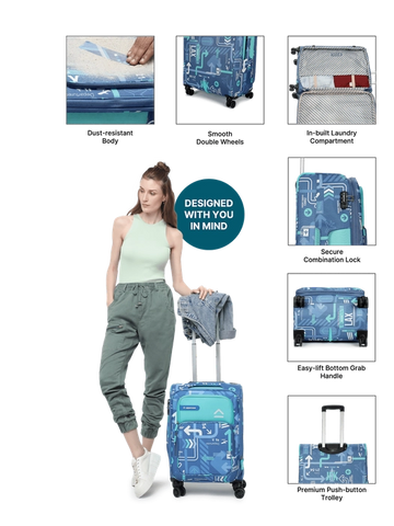 Uppercase  JFK Eco Soft Trolley Bag Denim Blue Small