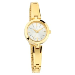 Titan Quartz Analog Silver Dial Metal Strap Watch for Women