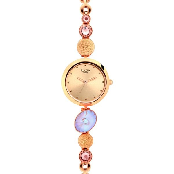 Raga Women's Charm: Elegant Mother of Pearl Dial with Ornate Strap Watch