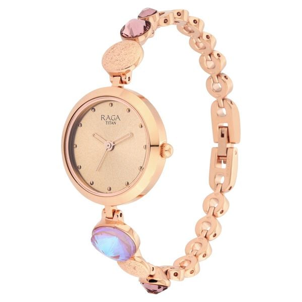 Raga Women's Charm: Elegant Mother of Pearl Dial with Ornate Strap Watch