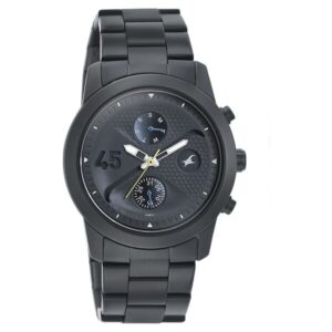 Fastrack Go Skate Quartz Multifunction Black Dial Stainless Steel Strap Watch for Gents