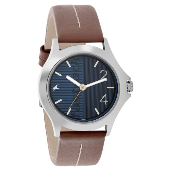 Fastrack Quartz Analog Blue Dial Leather Strap Watch for Gents