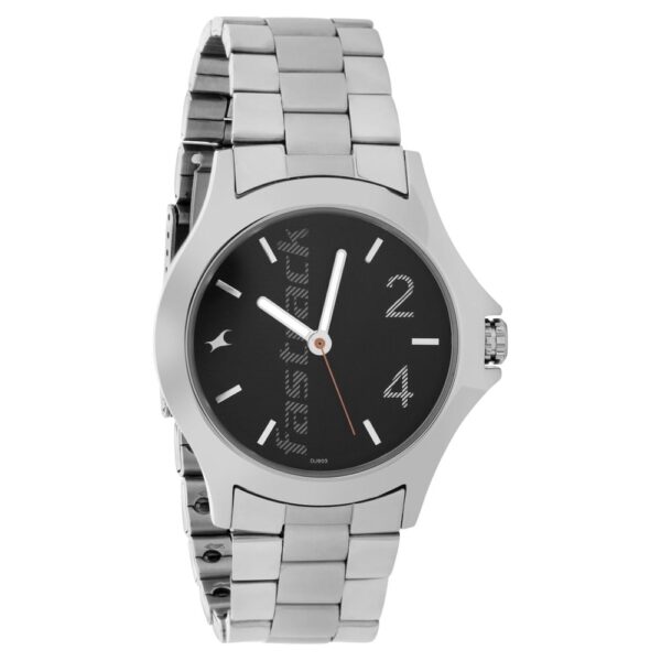 Fastrack Quartz Analog Black Dial Stainless Steel Strap Watch for Gents