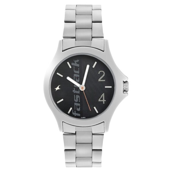 Fastrack Quartz Analog Black Dial Stainless Steel Strap Watch for Gents