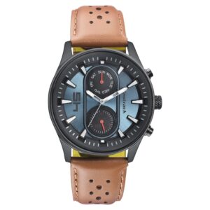 Fastrack Fastfit Quartz Analog with Day and Date Blue Dial Leather Strap Watch for Gents