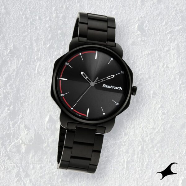 Fastrack Stunners Quartz Analog Black Dial Metal Strap Watch for Gents