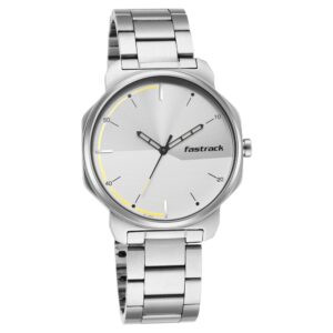 Fastrack Stunners Quartz Analog Silver Dial Metal Strap Watch for Gents