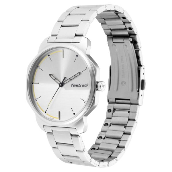 Fastrack Stunners Quartz Analog Silver Dial Metal Strap Watch for Gents