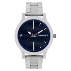 Fastrack Fundamentals Quartz Analog Blue Dial Stainless Steel Strap Watch for Gents