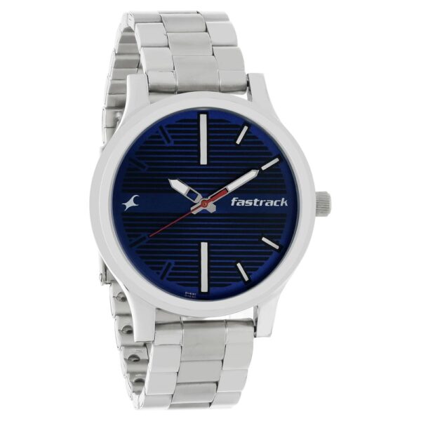 Fastrack Fundamentals Quartz Analog Blue Dial Stainless Steel Strap Watch for Gents