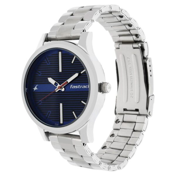 Fastrack Fundamentals Quartz Analog Blue Dial Stainless Steel Strap Watch for Gents