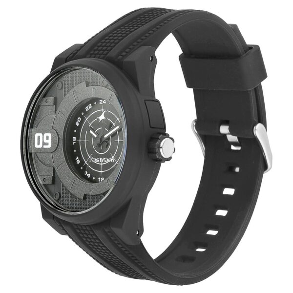 Fastrack Trendies Quartz Analog Black Dial Silicone Strap Watch for Gents