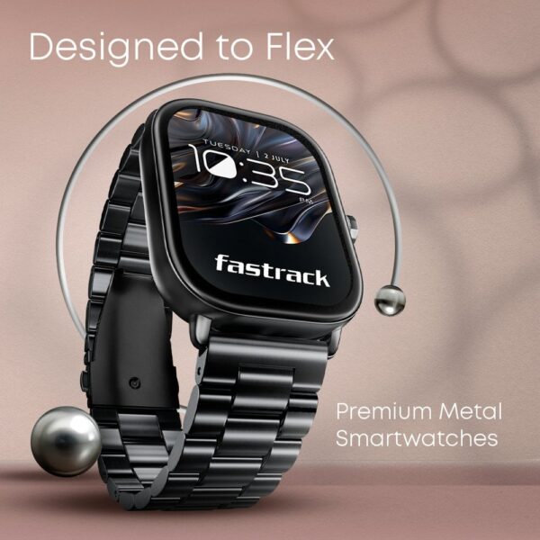 Fastrack Radiant FX2 Luxury Metal Smartwatch with largest 5.1 AMOLED Display with Functional Crown