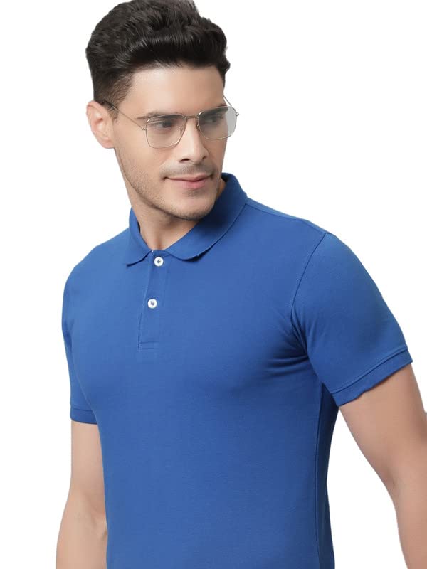 CANTABIL POLO T-SHIRT, POLY COTTON BLEND, ROYAL BLUE, M