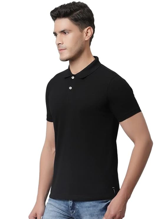 CANTABIL POLO T-SHIRT, POLY COTTON BLEND, BLACK, S