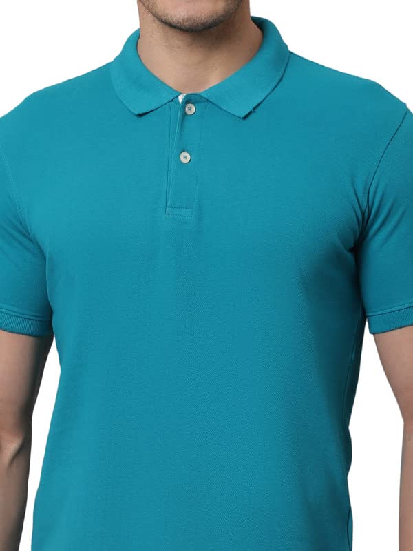 CANTABIL POLO T-SHIRT, 100% COTTON, TURQUOISE BLUE, S