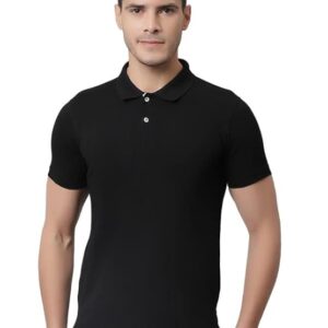 CANTABIL POLO T-SHIRT, POLY COTTON BLEND, BLACK, S