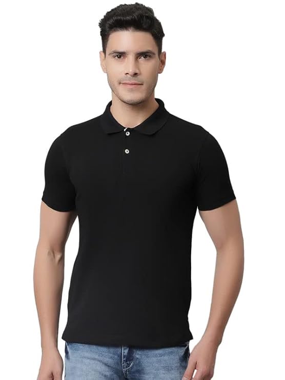 CANTABIL POLO T-SHIRT, POLY COTTON BLEND, BLACK, S