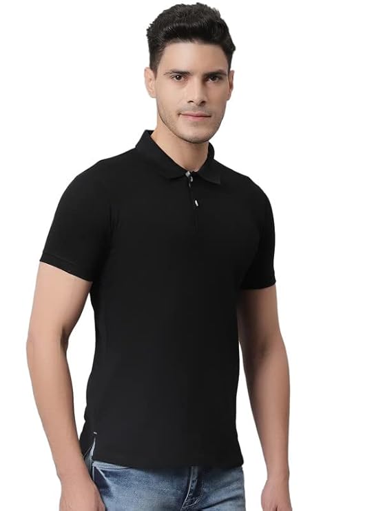 CANTABIL POLO T-SHIRT, POLY COTTON BLEND, BLACK, S