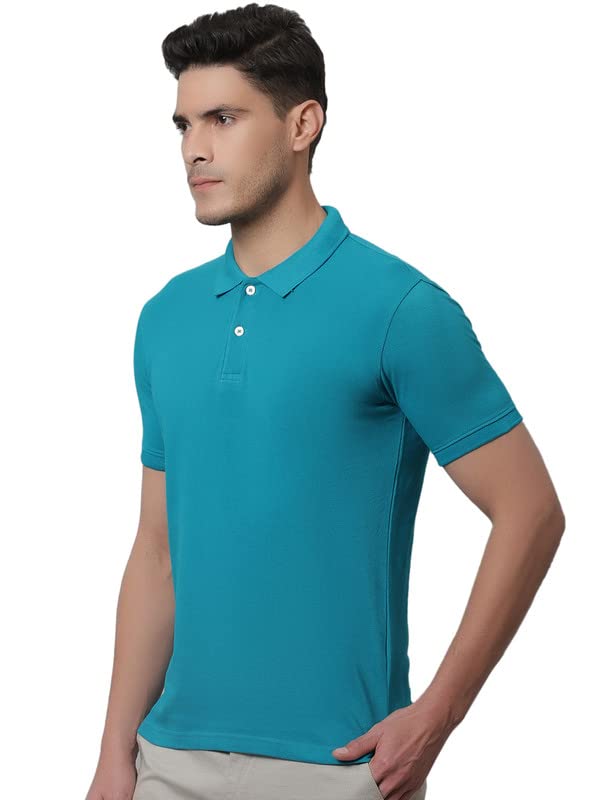 CANTABIL POLO T-SHIRT, 100% COTTON, TURQUOISE BLUE, S