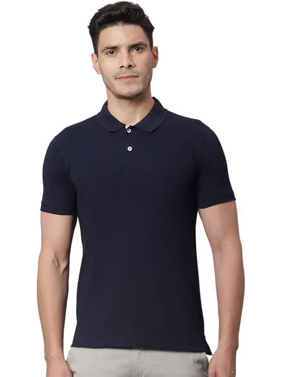 CANTABIL POLO T-SHIRT, POLY COTTON BLEND, NEVY BLUE, L