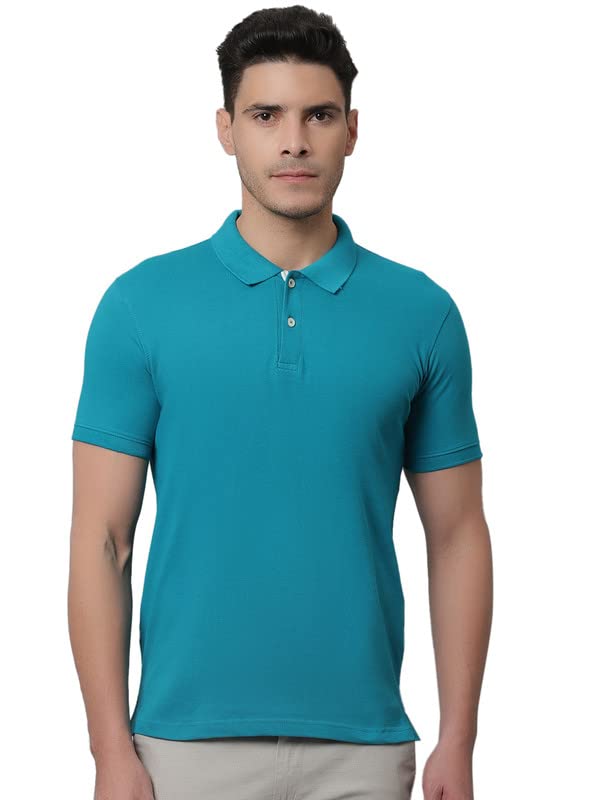 CANTABIL POLO T-SHIRT, 100% COTTON, TURQUOISE BLUE, S