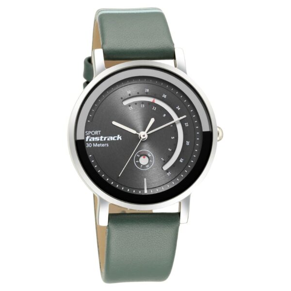 Fastrack Wear Your Look Quartz Analog with Day and Date Grey Dial Leather Strap Watch for Ladies