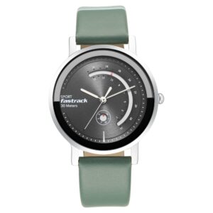 Fastrack Wear Your Look Quartz Analog with Day and Date Grey Dial Leather Strap Watch for Ladies