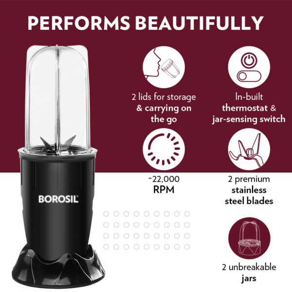 Borosil Nutrifresh PB31 Portable Mini-Blender & Grinder