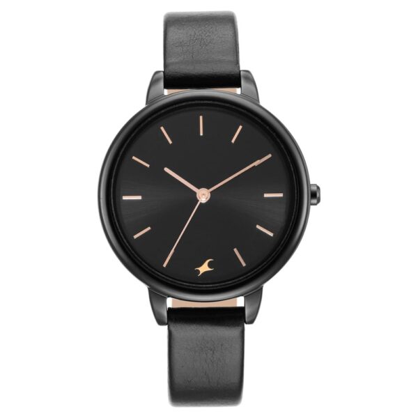 Fastrack Glitch Quartz Analog Black Dial Leather Strap Watch for Ladies