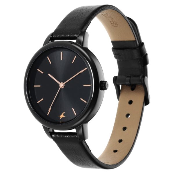 Fastrack Glitch Quartz Analog Black Dial Leather Strap Watch for Ladies