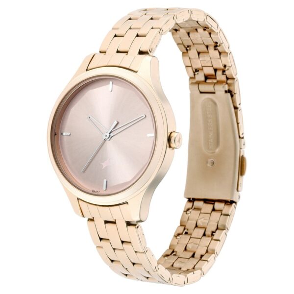 Fastrack Stunners Quartz Analog Rose gold Dial Metal Strap Watch for Ladies