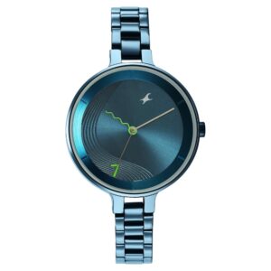 Fastrack Stunners Quartz Analog Blue Dial Metal Strap Watch for Ladies