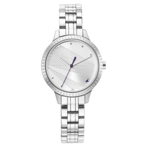 Fastrack Stunners Quartz Analog Silver Dial Metal Strap Watch for Ladies