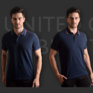 BENETTON UCB POLO Cotton Tipping T-SHIRT NAVY BLUE 3XL