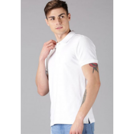 CROCODILE POLO NECK T-SHIRTS 100% COTTON  WHITE 4XL