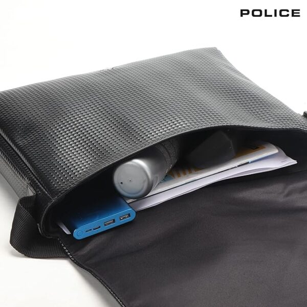 POLICE PYRAMID MESSENGER BAG WITH FLAP