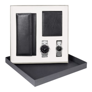 ELLIOT GIFT SET OF 4, MAN - WALLET & WATCH,WOMEN WALLET & WATCH, ECWW2-BRLN-02-BRLN-02-SVT-020707m