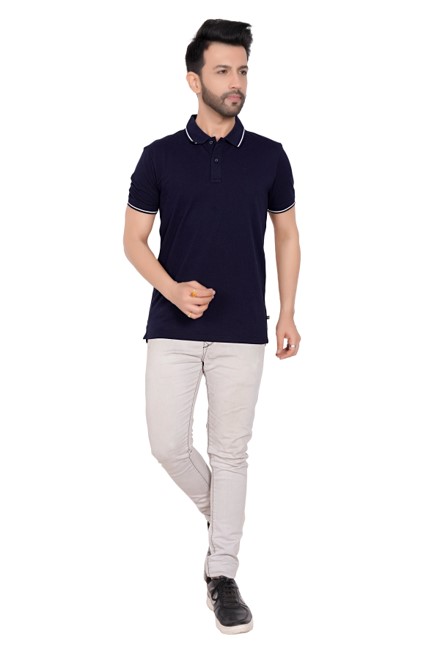 EXCLUSIVE COMFORT T-SHIRTNavy Blue With White Tipping