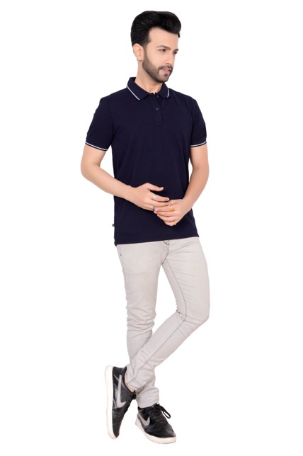 EXCLUSIVE COMFORT T-SHIRTNavy Blue With White Tipping