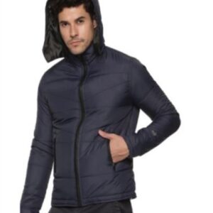 CROCODILE BOMBER JACKET,  DETACHABLE HOODFULL SLEEVES NEVY BLUE, L