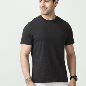 M&S Round Neck T-shirt, Charcoal Grey