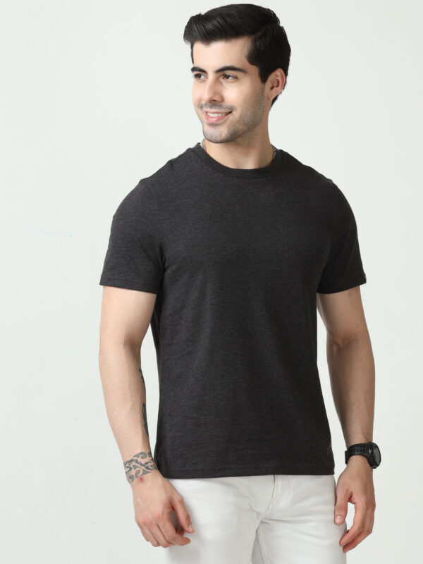 M&S Round Neck T-shirt, Charcoal Grey