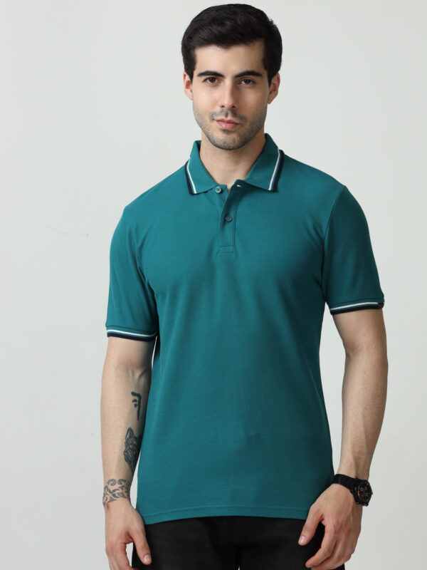 M&S Polo T-shirt, Regular, Aqua Blue