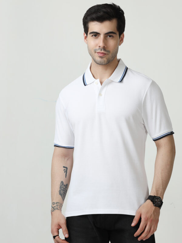 M&S Polo T-shirt, Tipping White